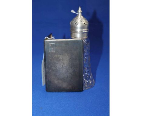 SILVER CIGARETTE CASE
maker William Neale & Son Ltd, Birmingham 1947, engine turned design to body, 12.5cm long; together wit