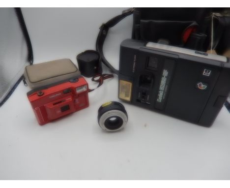 kodak EK160 EF instant camera in case, prinzflex lens, Halina camera