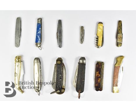Bag of knives, including stainless steel pocket watches, wood and brass, mother of pearl Albacette Inox, tortoiseshell and en