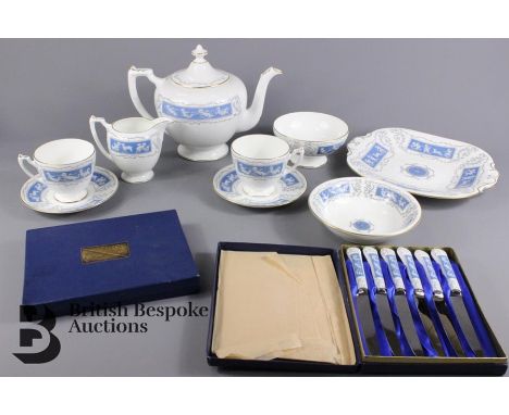 Coalport Revelry part tea service, comprising teapot, milk jug, sugar bowl, six cups, six saucers, five side plates, one sand