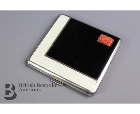 Art Deco guilloche enamel cigarette case, Birmingham hallmark, dated 1935, with further import marks, mm Deakin &amp; Francis