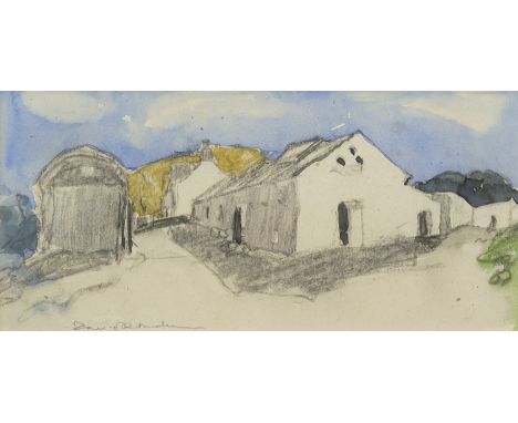 * DAVID P ANDERSON (SCOTTISH 1883 - 1976),
STREET SCENE
watercolour on paper, signed in pencil
12.5cm x 26cm
Label verso: Cyr