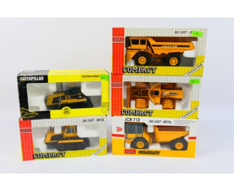 Joal - 5 x boxed construction vehicles in 1:50 and 1:35 scale, a JCB 712 articulated dumper, a Volvo BM 540 dumper # 228, a C