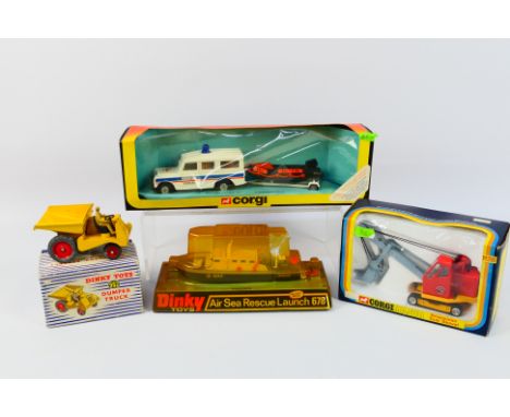 Corgi - Dinky - 4 x boxed models, a limited edition Land Rover with Mumbles Lifeboat # 9, a Priestman Shovel  # 1128, a Muir 