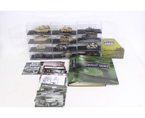 Atlas, DeAgostini - 12 x boxed die-cast model military vehicles, and a DeAgostini binder containing The Combat Tanks Collecti