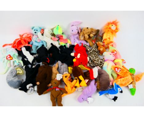 Ty Beanies - Teenie Beanie Babies - A group of 30 x including Gigi, Rocket The Blue Jay, Scottie, Bongo, Jolly, Glow, Blackie