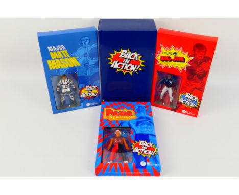 Mattel Creations - A Mattel Creations #GYW83 'Back in Action!' Major Matt Mason, Big Jim & Pulsar Figures boxed set. All thre