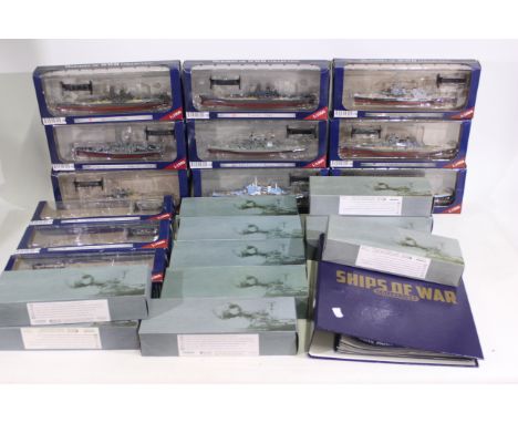 Atlas Editions, Warships of World War 2 (WW2) Collection - 24 x boxed die-cast battleships and a binder of Ships of War catal