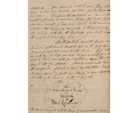 Johnson (James, physician and surgeon, 1777-1845) 43 Autograph Letters signed or initialed to Shirley Palmer M.D., 152pp. inc