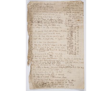 Battle of Trafalgar.- Poetry.- Evans (John, watchman) [Battle of Trafalgar], 2pp., autograph working draft of poem, tear / fr