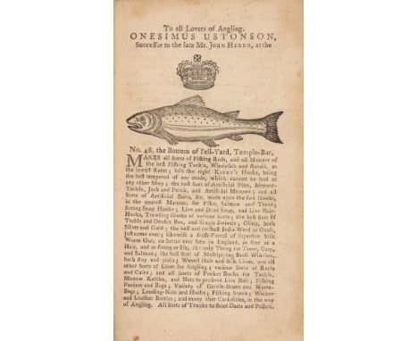 Angling.- Smith (John) The True Art of Angling, half-title, single leaf advertisement at start, this and final leaf verso wit