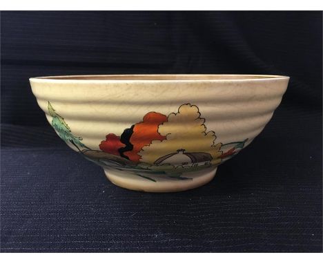 A Clarice Cliff 'Lorna' pattern bowl 22cm