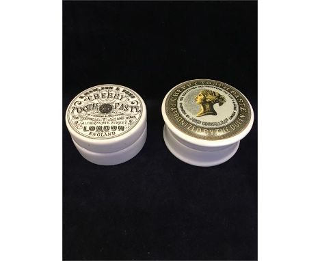 Two Old Ceramic toothpaste jars