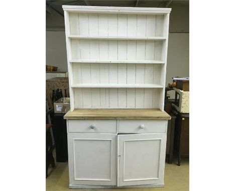 Partially painted vintage pine dresser