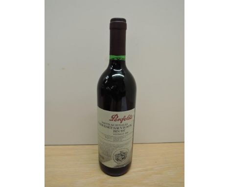 A bottle of Penfolds Bin 707 South Australia Cabernet Sauvignon, Vintage 1996, Bottle no 090289, 13.5% vol, 75cl, stored in a