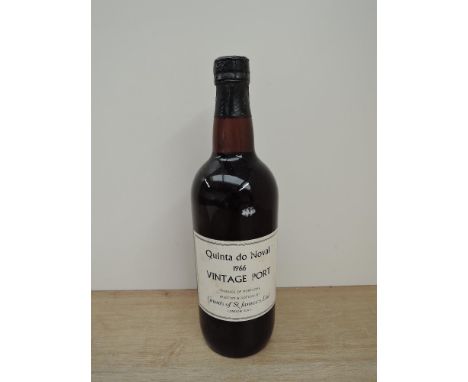 A bottle of Quinta Do Noval 1966 Vintage Port, produced in Portugal, selected &amp; bottled by Grants of St James Ltd, London