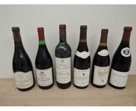 Six bottles of Red Wine, Vintage 1992 Penfolds Bin 2 South Eastern Australia, Shiraz-Mourvedre, 13.5% vol, 75cl, 1991 Gevrey-