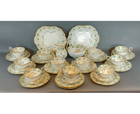 A 19th Century English porcelain tea service comprising cups, saucers and plates 