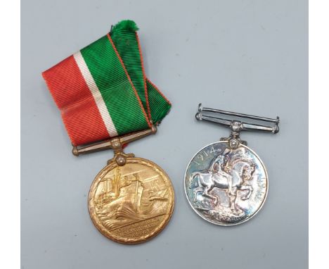 A Mercantile Marine War Medal awarded to John Beal together with a 1914 -18 war medal awarded to Lt. J. Beal R. N. R. 