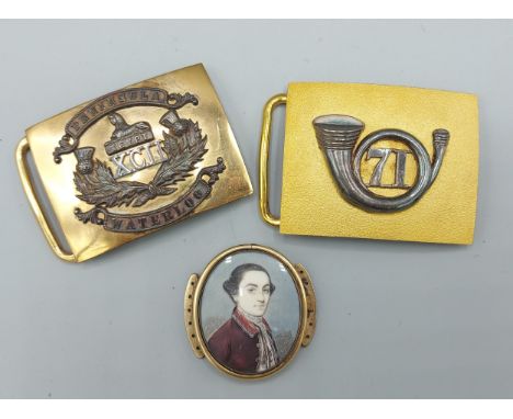 A Victorian 92nd (Gordon Highlanders) Regiment of foot Officers belt clip together with another similar and an early 19th Cen
