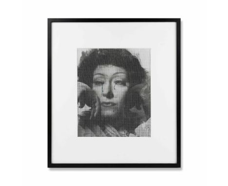 FRANCESCO VEZZOLI  (N. 1971)Dear Miss Gloria 2001 impression laser sur toile et broderie métallique dans cadre d'artistelaser