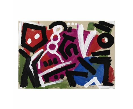 A. R. PENCK (1939-2017)T/T/R  1985 signé acrylique sur papier signedacrylic on paper 67 x 99 cm. 26 3/8 x 39 in.Réalisé en 19