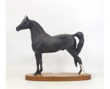 Royal Doulton Morgan Horse on titled wooden base.