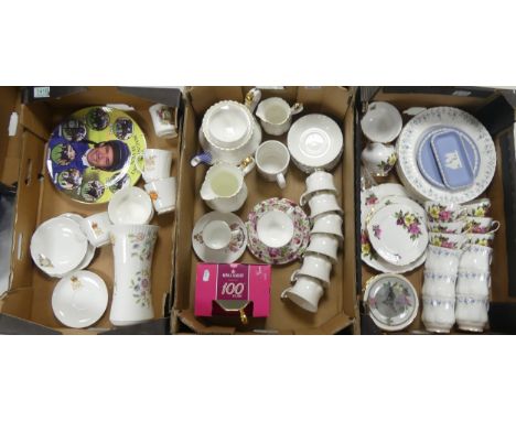 Mixed Ceramics to include Wedgwood Jasperware Plate &amp; Pin Tray Minton Hadden Hall Vase(seconds) Commemorative Cups &amp; 
