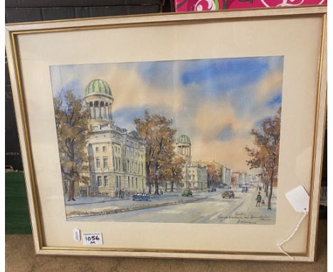 Framed watercolour: Berlin Gardekasernen am Spandauer Damm, Alfred Karl Dietmann (1925-1998), overall size 52cm x 42cm.