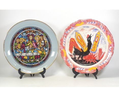 'Butterfly Bird' plate by Michael Rothenstein, produced by Mason's Ironstone for the Royal Academy of Arts, circa 1992  Glaze