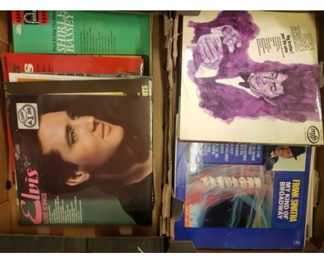 Collection of 12" Vinyl to include Elvis,  Dean Martin, Frank Sinatra and Shirley Bassey. (2 Trays)