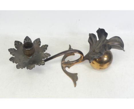 A Heavy Patinated Metal Candlestick Holder. Height: 12cm