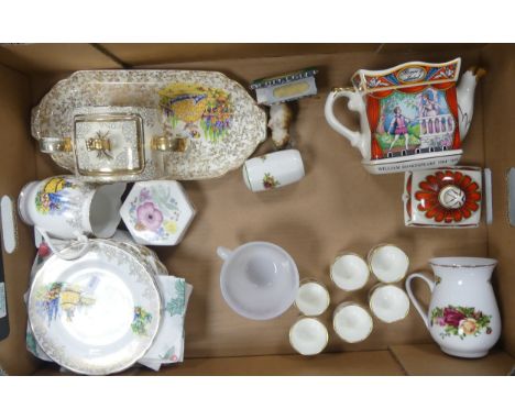 A Mixed Collection of Ceramics to include Sadler Sugar Bowl and Tray, Sadler Novelty Teapot, Eggcups, Plates etc. (1 Tray)