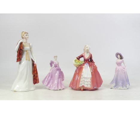 Four Ceramic Figures, includes Royal Doulton Janet HN1537, Coalport Sweet Sixteen and Lucinda together ewith Francesca figure