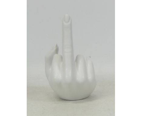 Anissa Kermiche candlestick in the form of a hand with a raised middle finger 'French For Goodnight', 16cm