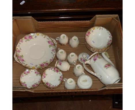 Royal Doulton 16 piece coffee service in the English Rose pattern together with 7 matching cereal bowls (1 tray).