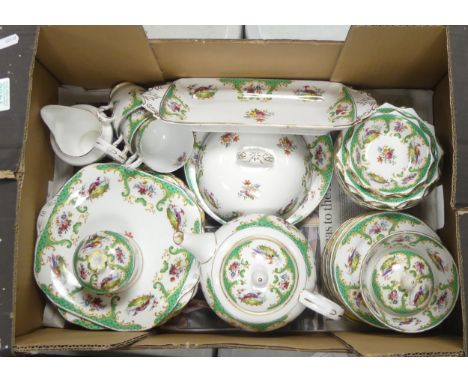 Grosvenor China 'Rutland' part tea/dinner set to include teapot, lidded sugar bowl, teacups &amp; saucers. Etc (1 tray)