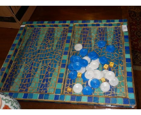 Mosaic Backgammon board with counters