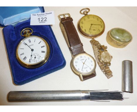 Smith's pocket watch in case, another Cymrex, gold filled, ladies Timex gold filled wrist watch, men's Lorus, toothed filamen