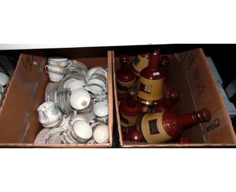 Quantity of Bells Scotch whisky bottles, shaped as bells (empty), a part tea service marked 'Imperial', floral border on a wh