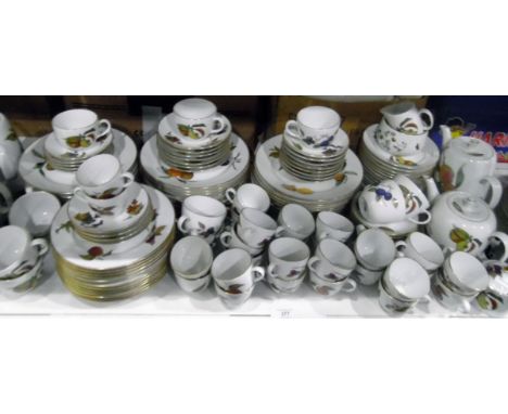Large collection of Royal Worcester 'Evesham' including dinner plates, side plates, fish plates, cups, saucers, teapot, two c
