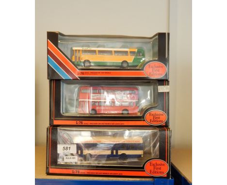 Collection of Exclusive First Edition diecast model buses in window boxes 