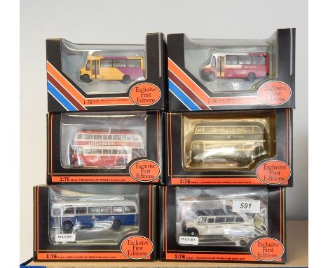 Collection of Exclusive First Edition diecast model buses in window boxes 