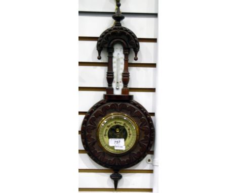 20th century oak barometer, 48cm long 