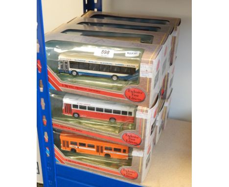 Collection of Exclusive First Edition diecast model buses in window boxes 