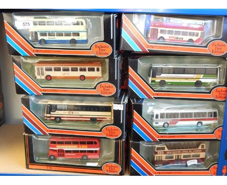 Collection of Exclusive First Edition diecast model buses in window boxes 