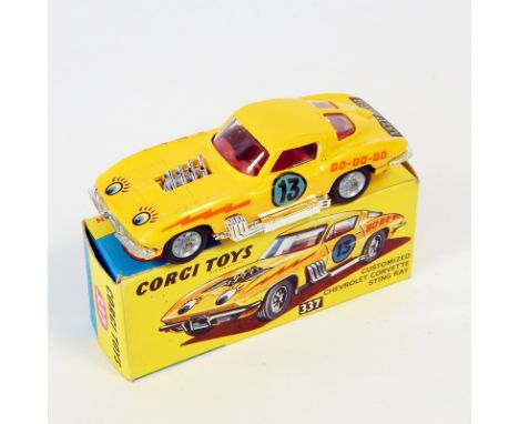 Corgi diecast customized Chevrolet Corvette with a stingray, No.337, yellow (boxed) 