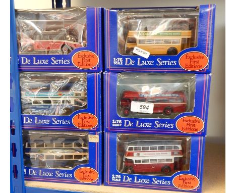 Collection of Exclusive First Edition De Luxe Series diecast model buses in window boxes 