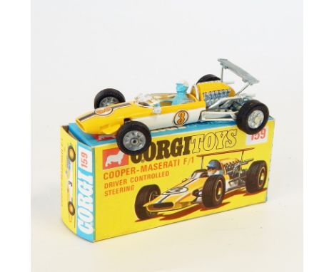 Corgi diecast model of Cooper-Mazerati F/1, driver controlled steering (boxed)  CONDITION REPORT: Good condition 
