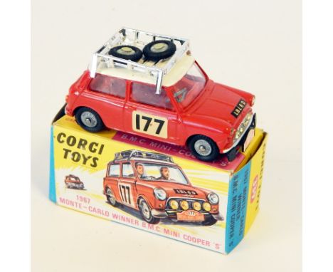 Corgi diecast model of 1967 Monte Carlo winner, BMC Mini Cooper S, No.339, red, with roof rack (boxed)  CONDITION REPORT: Goo